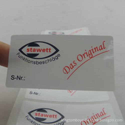 Customized White PVC Self Adhesive Label Sticker
